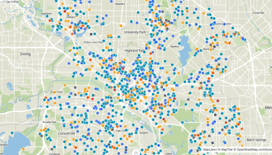 Map preview of Dallas Crime - February 2025