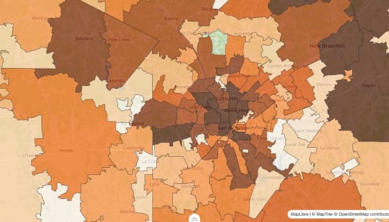 Map preview of San Antonio - Vacant Housing by Zip Code