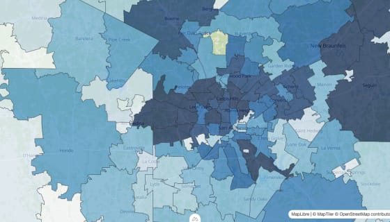 Map preview of San Antonio - Occupied Housing by Zip Code