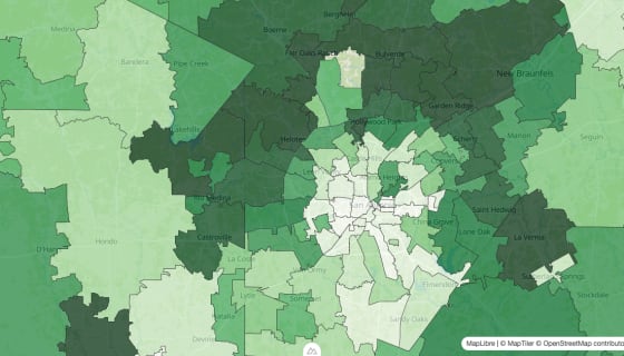 Map preview of San Antonio - Median Income by Zip Code
