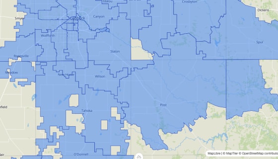 Map preview of Lubbock, TX - Zip Codes