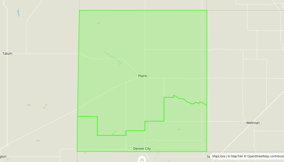 Map preview of Yoakum
County, TX - Census Tracts