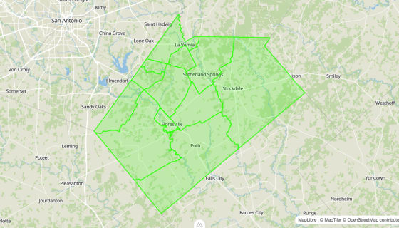 Map preview of Wilson 
  County, TX - Census Tracts