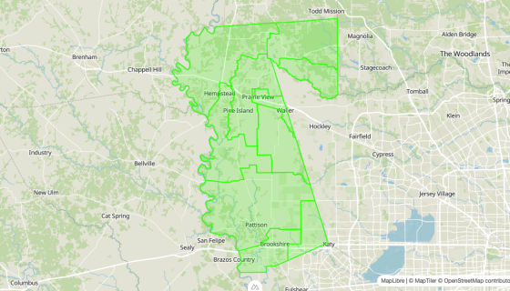 Map preview of Waller 
  County, TX - Census Tracts