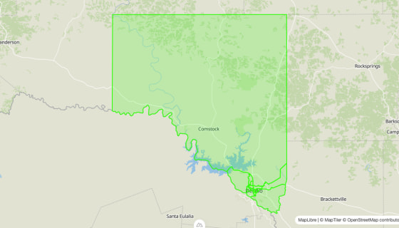 Map preview of Val Verde 
  County, TX - Census Tracts