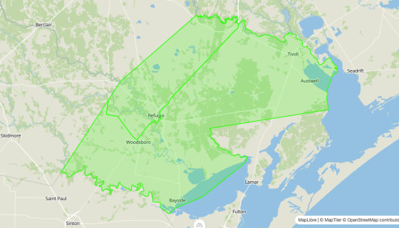 Map preview of Refugio
County, TX - Census Tracts