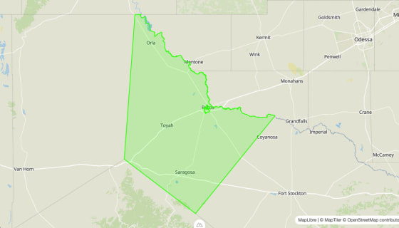 Map preview of Reeves 
  County, TX - Census Tracts