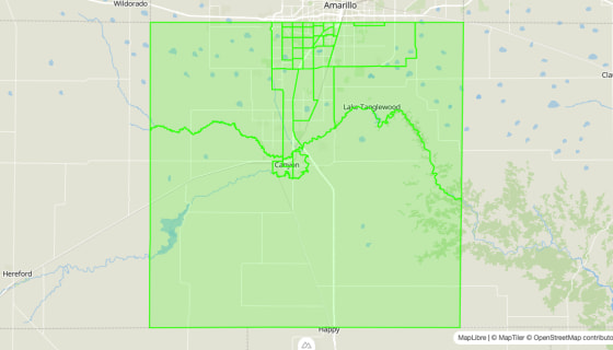 Map preview of Randall 
  County, TX - Census Tracts
