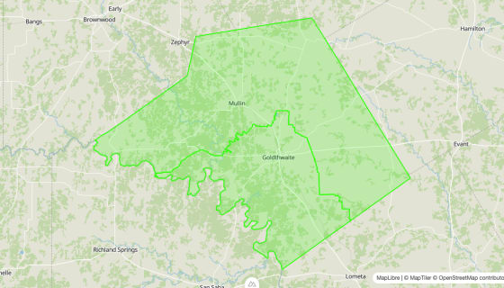 Map preview of Mills
County, TX - Census Tracts