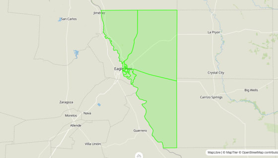 Map preview of Maverick 
  County, TX - Census Tracts