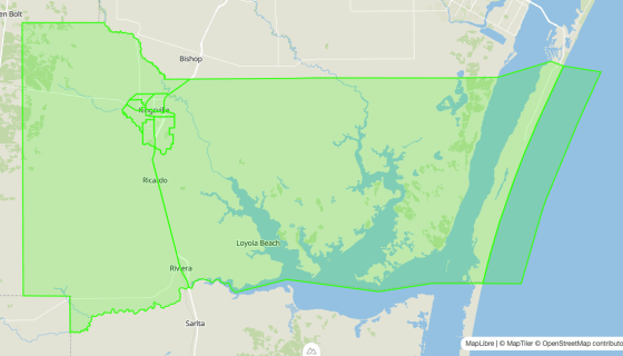 Map preview of Kleberg 
  County, TX - Census Tracts