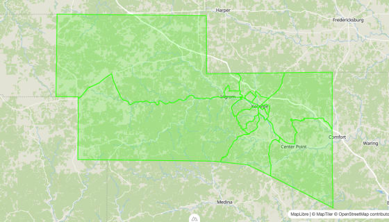 Map preview of Kerr 
  County, TX - Census Tracts