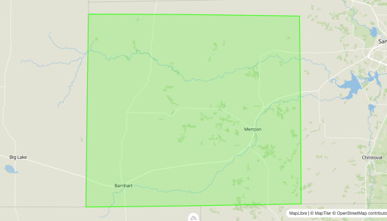 Map preview of Irion
County, TX - Census Tracts