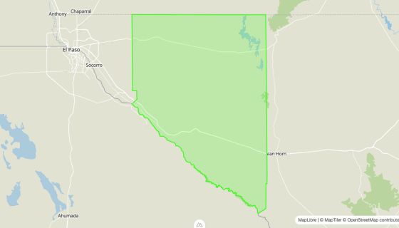 Map preview of Hudspeth
County, TX - Census Tracts