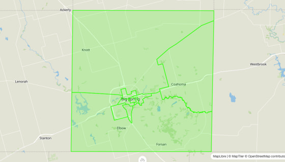 Map preview of Howard 
  County, TX - Census Tracts