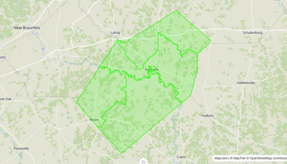 Map preview of Gonzales 
  County, TX - Census Tracts