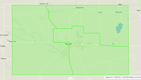 Map preview of Gaines 
  County, TX - Census Tracts