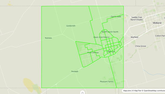 Map preview of Ector 
  County, TX - Census Tracts