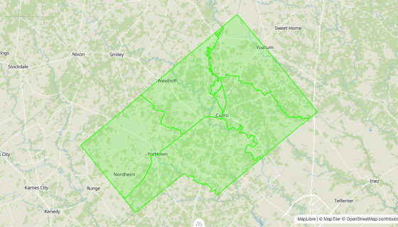 Map preview of DeWitt 
  County, TX - Census Tracts