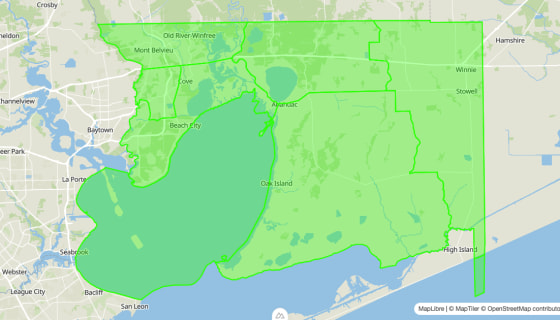 Map preview of Chambers 
  County, TX - Census Tracts