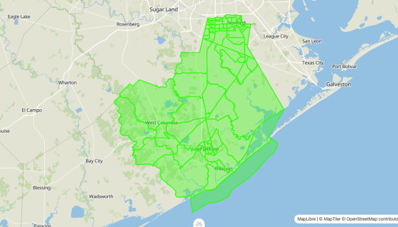 Map preview of Brazoria 
  County, TX - Census Tracts