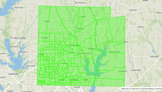 Map preview of Collin 
  County, TX - Census Tracts