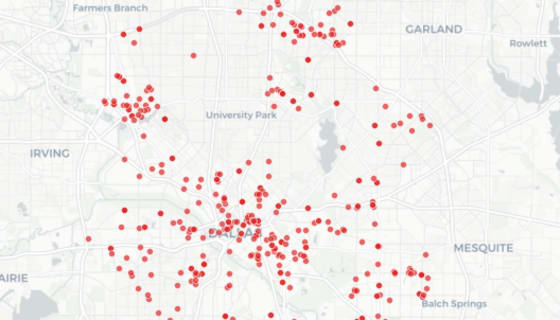 Map preview of Dallas Serious Crimes - October 2025