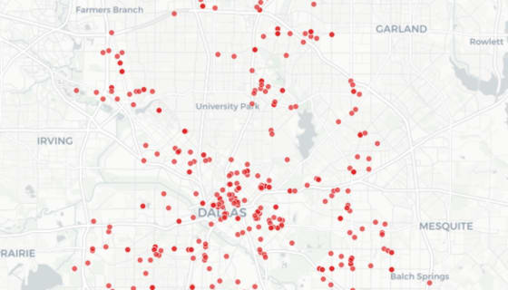 Map preview of Dallas Serious Crimes - January 2025