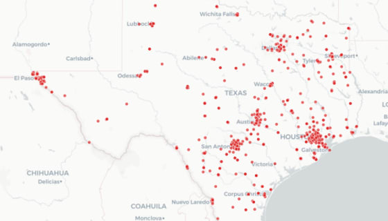 Map preview of Texas Community Health Centers (FQHCs)
