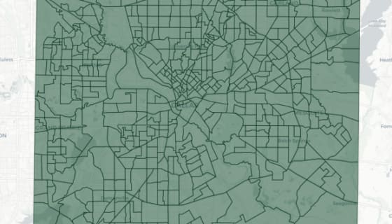 Map preview of Dallas County, TX - % Working Age (18-64)