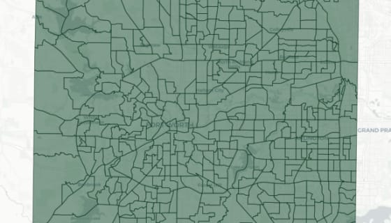 Map preview of Tarrant County, TX - % Asian Population