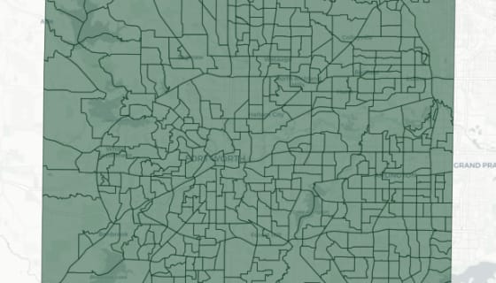 Map preview of Tarrant County, TX - % Households Receiving SNAP/Food Stamps