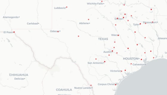 Map preview of Texas Death Row Inmates