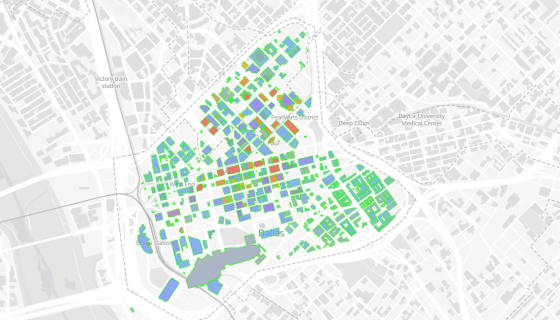 Map preview of Downtown Dallas Building Footprints (DCAD Enriched)