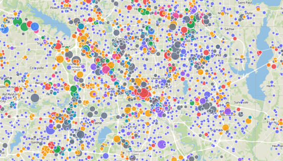 Map preview of DFW Major Employers