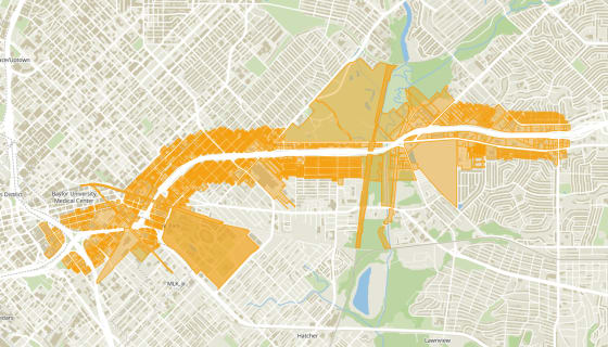 Map preview of I-30 East Corridor — Parcels
