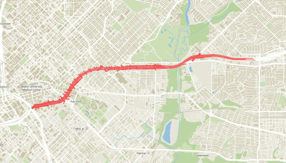Map preview of I-30 East Corridor — Proposed Facilities