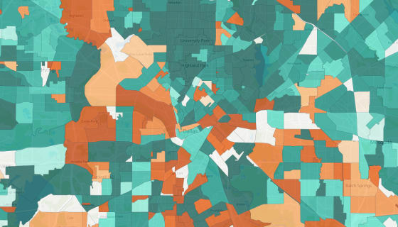 Map preview of Paxton vs Cornyn — Dallas County (2026 GOP Senate Primary)