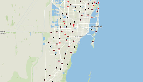 Map preview of Miami-Dade Fire Stations