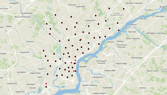 Map preview of Philadelphia Fire Stations