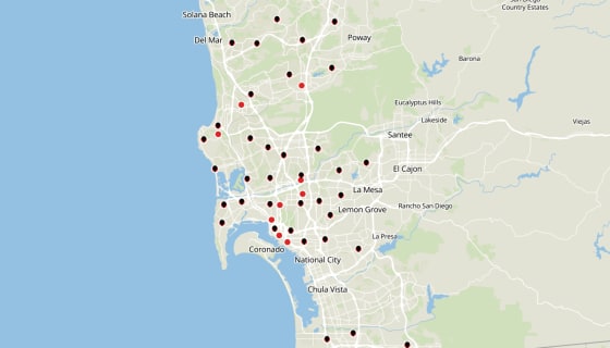 Map preview of San Diego Fire Stations
