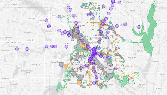 Map preview of Dallas Parking Reform Impact Zones (May 2025)