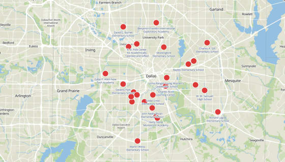 Map preview of Dallas ISD 2026 Bond — 26 Full Replacement Campuses