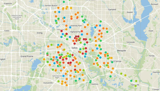 Map preview of Dallas ISD Schools by Year Built