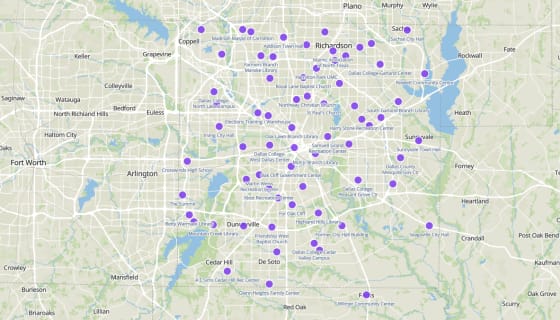 Map preview of Dallas County Early Voting Locations — May 2, 2026