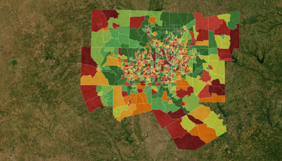 Map preview of DFW Metro — 10-Year Population Growth by Census Tract (2010→2019)
