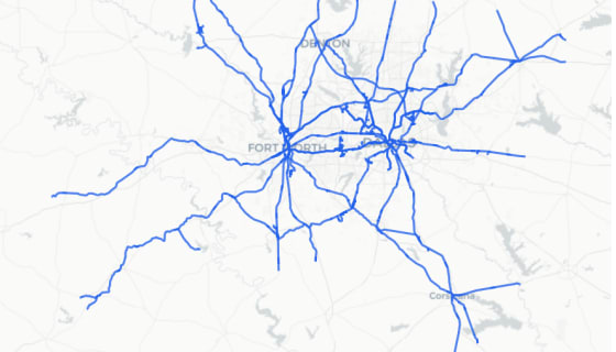 Map preview of DFW Railroads