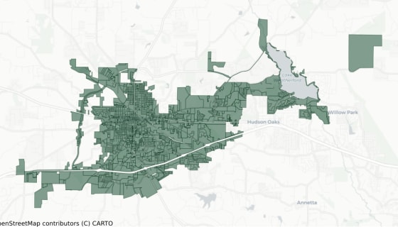 Map preview of Weatherford, TX — Zoning