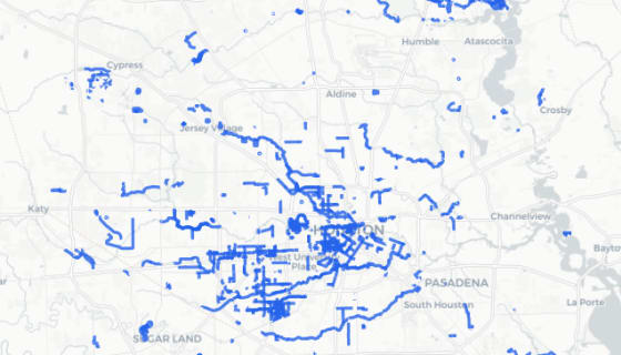 Map preview of Houston Trails & Paths (OpenStreetMap)