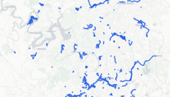 Map preview of Austin Trails & Paths (OpenStreetMap)